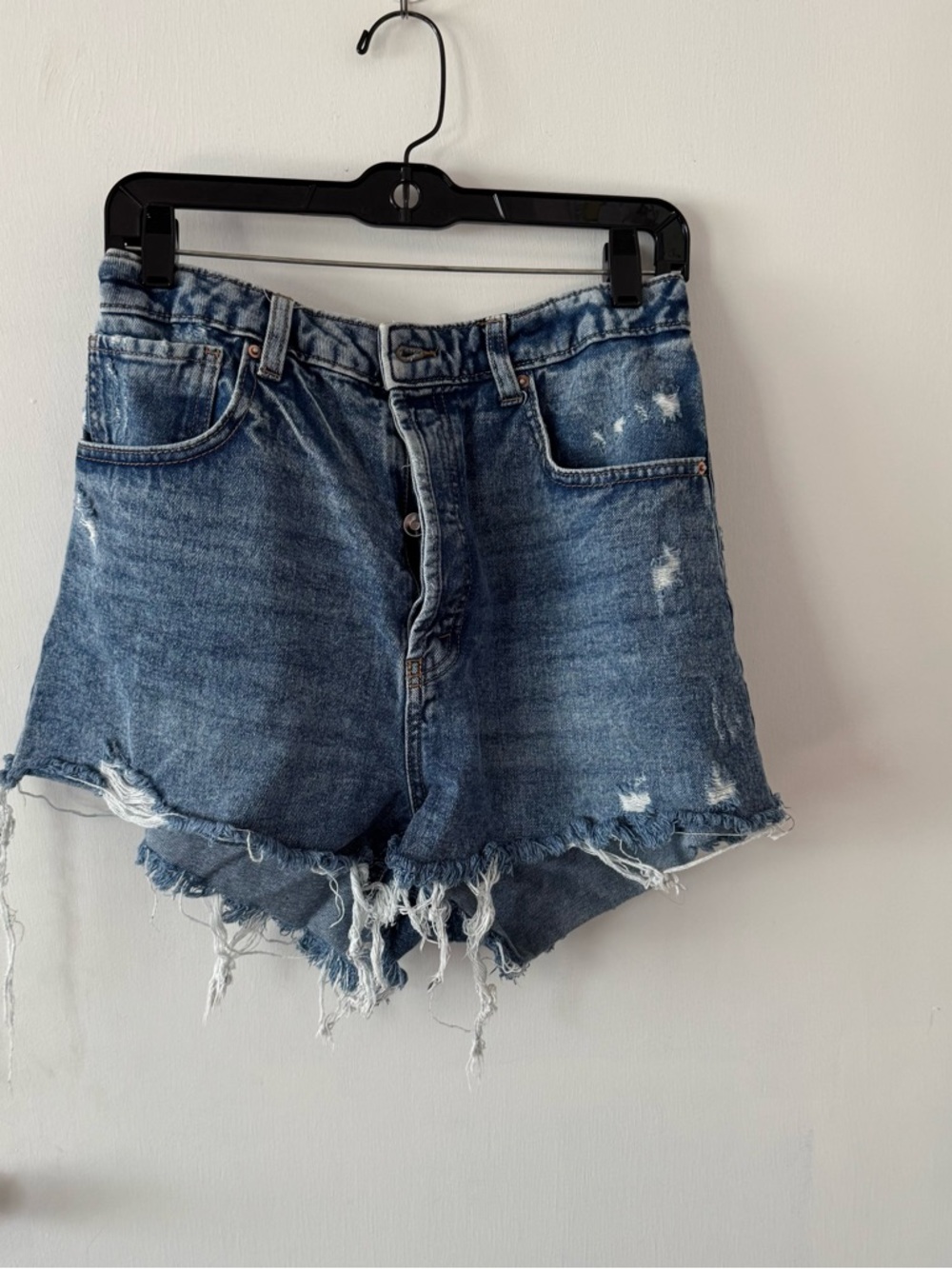 wild fable Distressed Dark Blue High-Rise Denim Shorts